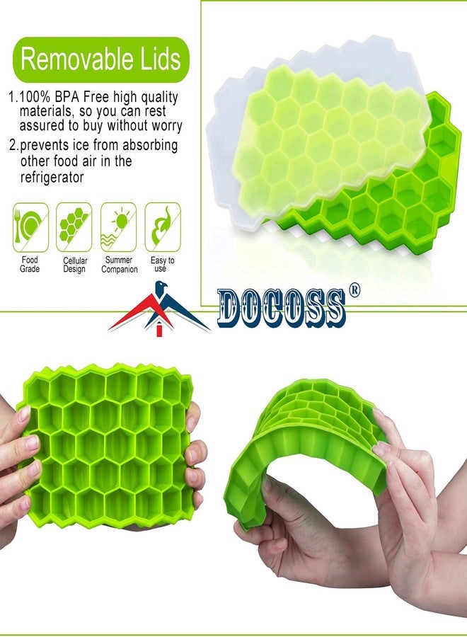 DOCOSS Food Grade Premium Silicone 37 Cavity Ice Cube Mould Maker with Lids,Silicon Ice Cube Maker Trays for Freezer, Silicone Ice Cube Tray Box,Perfect Fridge Thin Ice Tray (3 Pcs) - Image 3